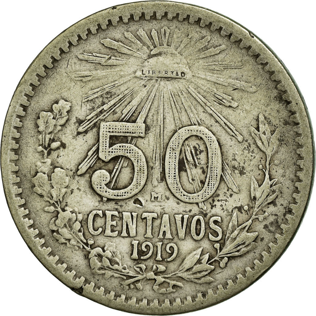 Monnaie, Mexique, 50 Centavos, 1919, Mexico City, TB+, Argent, KM:447