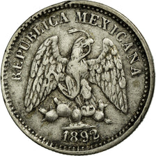 Coin, Mexico, 5 Centavos, 1892, Zacatecas, EF(40-45), Silver, KM:398.10