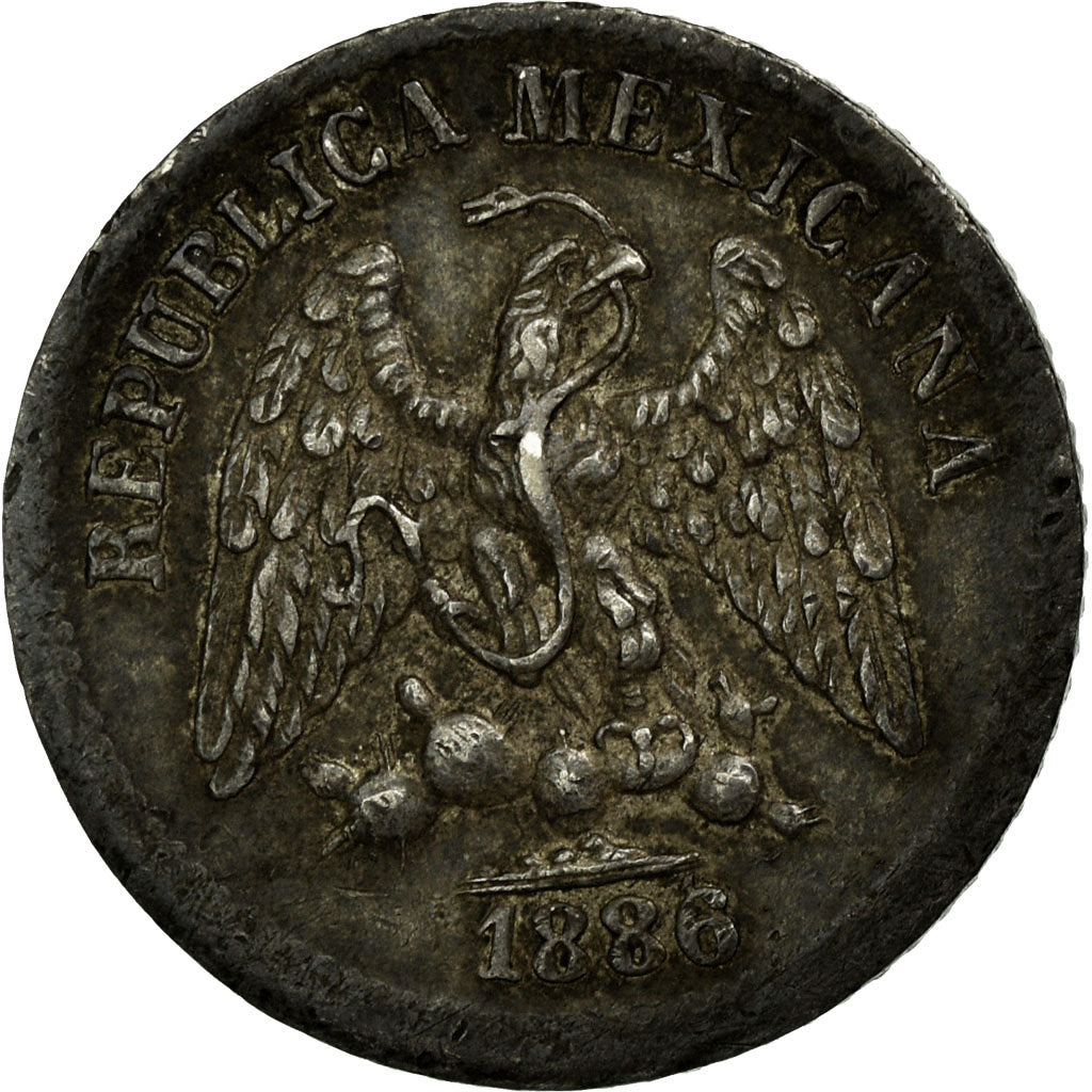 Coin, Mexico, 5 Centavos, 1886, Mexico City, EF(40-45), Silver, KM:398.7