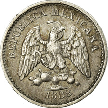 Moneda, México, 5 Centavos, 1888, Culiacan, MBC, Plata, KM:398.2