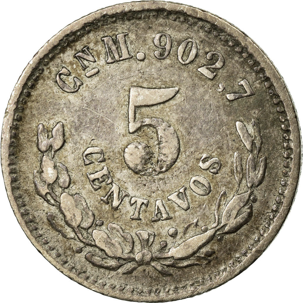 Moneda, México, 5 Centavos, 1888, Culiacan, MBC, Plata, KM:398.2