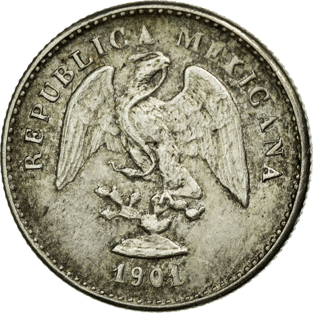 Moneda, México, 5 Centavos, 1901, Culiacan, MBC, Plata, KM:400