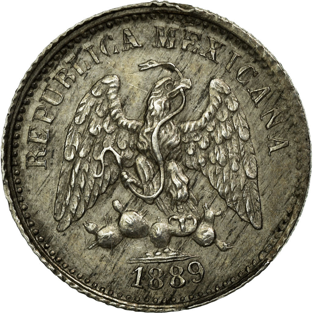 Coin, Mexico, 5 Centavos, 1889, Chihuahua, EF(40-45), Silver, KM:398.1