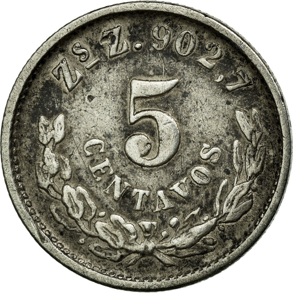 Moneda, México, 5 Centavos, 1898, Zacatecas, MBC, Plata, KM:400.3