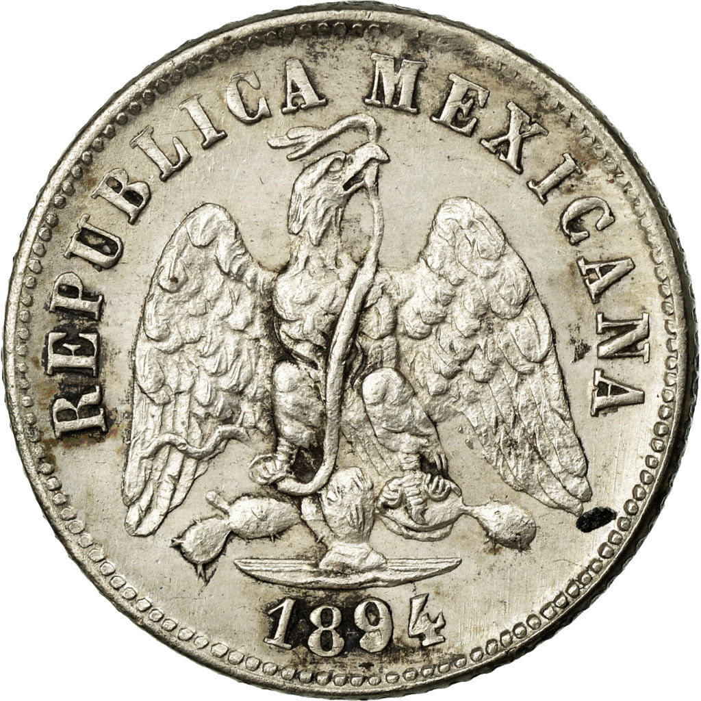 Moneda, México, 10 Centavos, 1894, Mexico City, MBC, Plata, KM:403.7