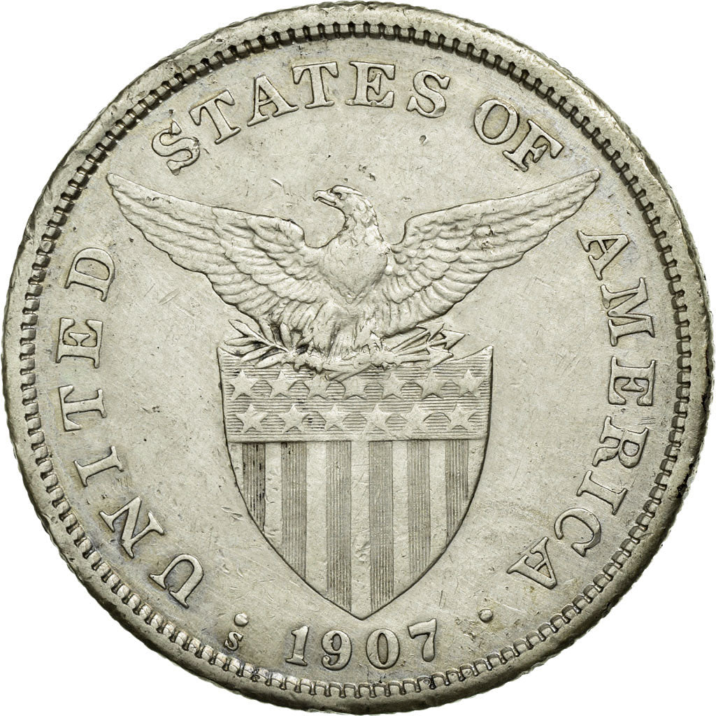Coin, Philippines, Peso, 1907, EF(40-45), Silver, KM:172