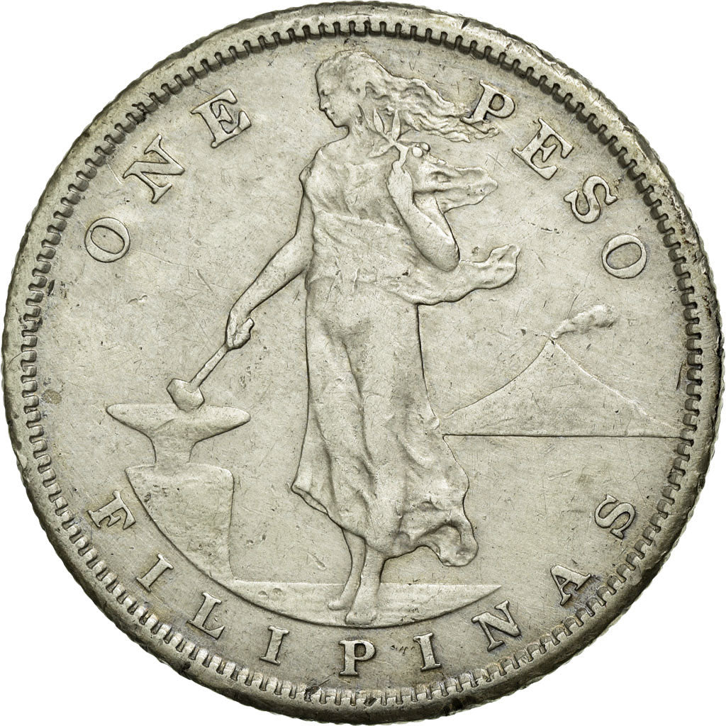 Coin, Philippines, Peso, 1907, EF(40-45), Silver, KM:172