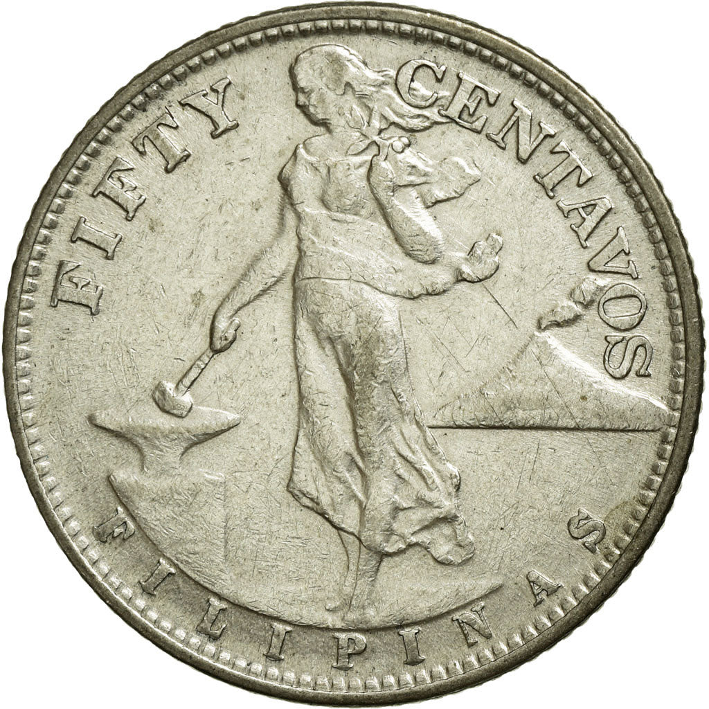 Coin, Philippines, 50 Centavos, 1945, EF(40-45), Silver, KM:183