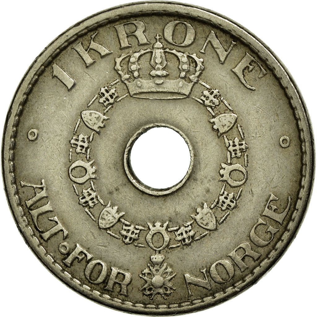Coin, Norway, Haakon VII, Krone, 1936, EF(40-45), Copper-nickel, KM:385