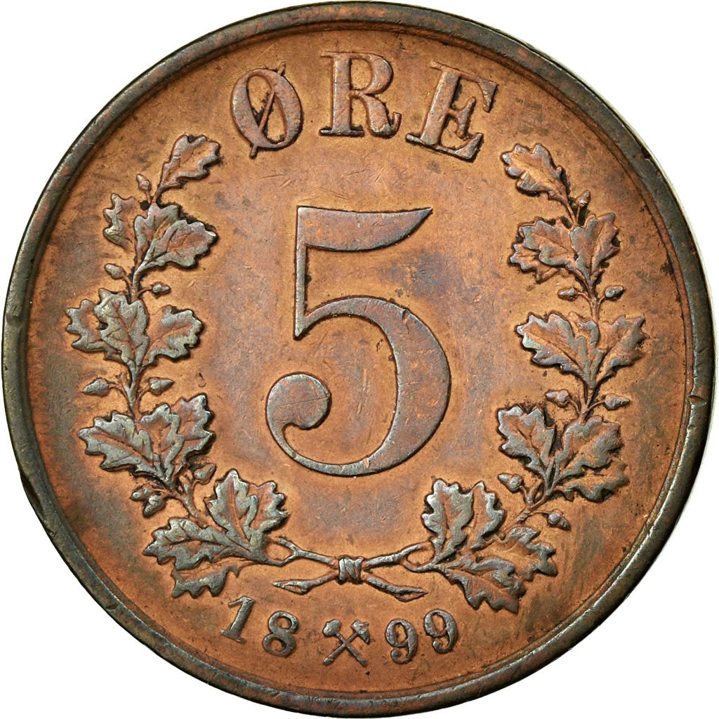 Coin, Norway, 5 Öre, 1899, EF(40-45), Bronze, KM:349