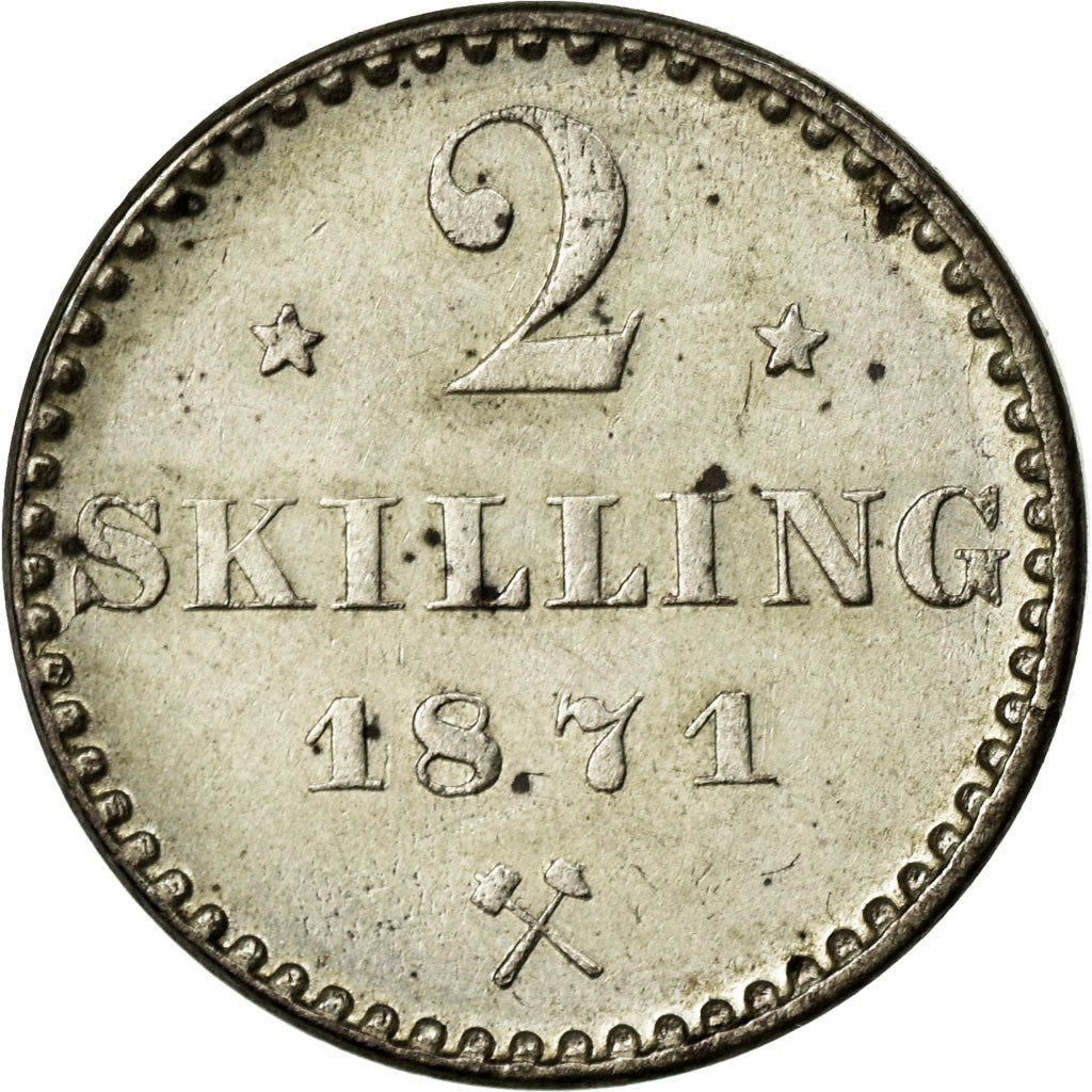 Coin, Norway, 2 Skilling, 1871, EF(40-45), Silver, KM:336.2
