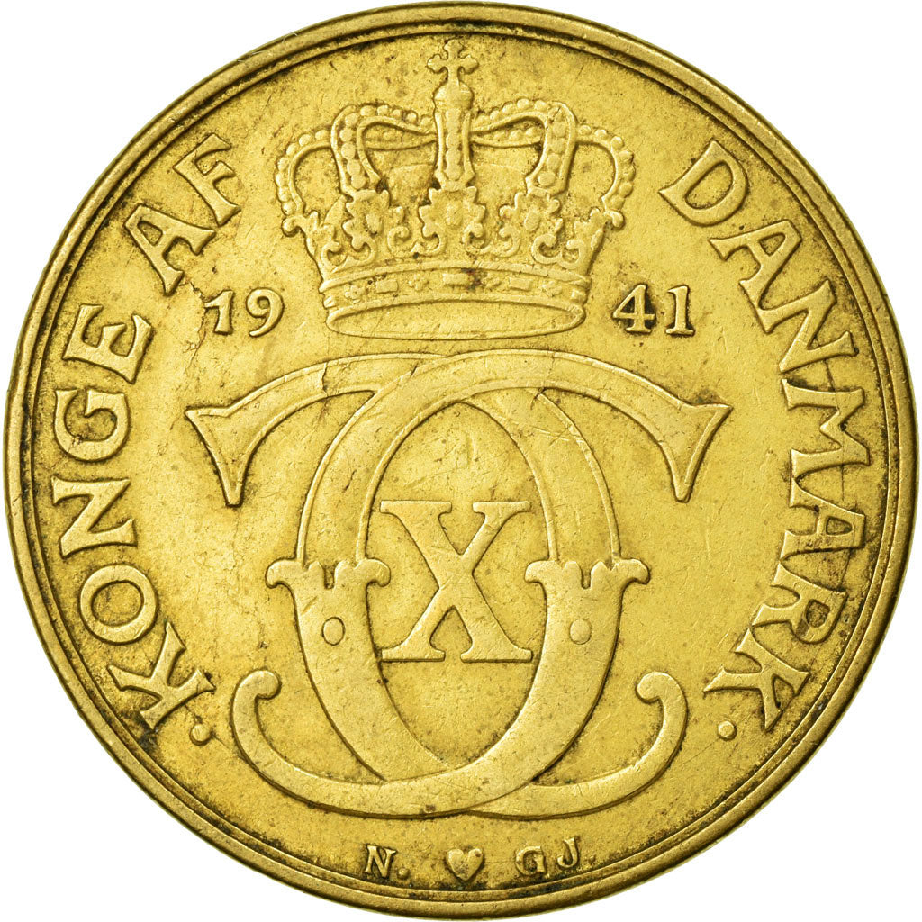 Munten, Denemarken, Christian X, 2 Kroner, 1941, Copenhagen, ZF