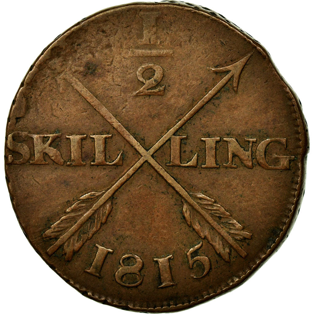 Monnaie, Suède, Carl XIII, 1/2 Skilling, 1815, TB+, Cuivre, KM:590
