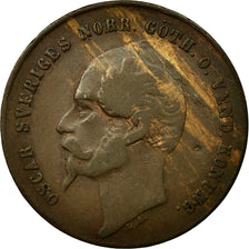 Coin, Sweden, Oscar I, 2 Öre, 1858, VF(30-35), Bronze, KM:688