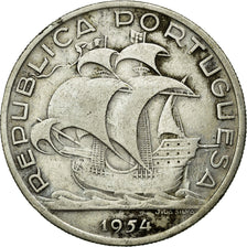 Coin, Portugal, 10 Escudos, 1954, VF(30-35), Silver, KM:586
