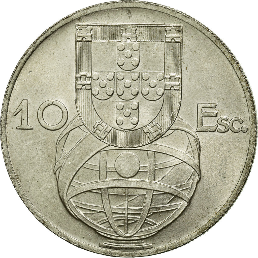 Coin, Portugal, 10 Escudos, 1954, AU(55-58), Silver, KM:586