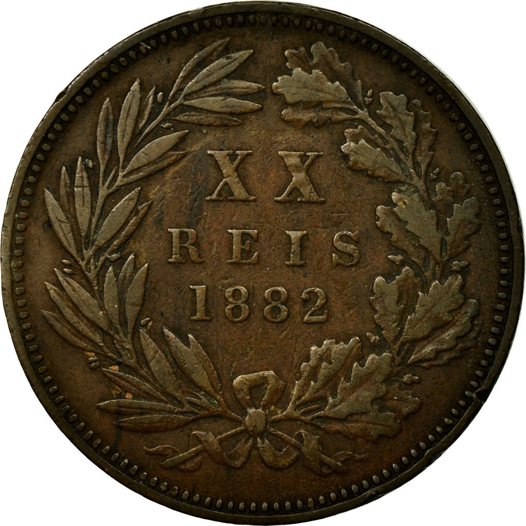 Coin, Portugal, Luiz I, 20 Reis, 1882, VF(30-35), Bronze, KM:527