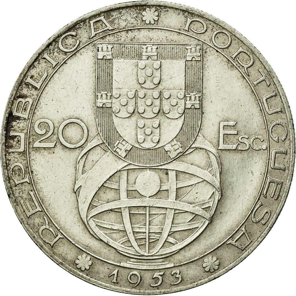 Coin, Portugal, 20 Escudos, 1953, EF(40-45), Silver, KM:585