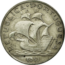 Coin, Portugal, 5 Escudos, 1951, VF(30-35), Silver, KM:581