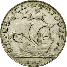 Coin, Portugal, 5 Escudos, 1947, EF(40-45), Silver, KM:581