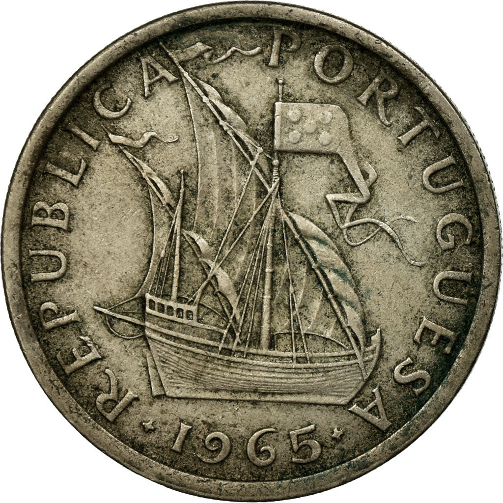 Coin, Portugal, 5 Escudos, 1965, VF(30-35), Copper-nickel, KM:591
