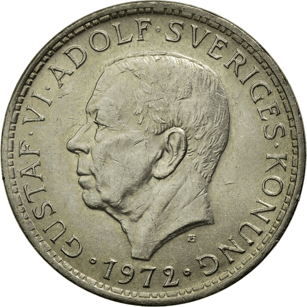 Moeda, Suécia, Gustaf VI, 5 Kronor, 1972, EF(40-45), Níquel Revestido a