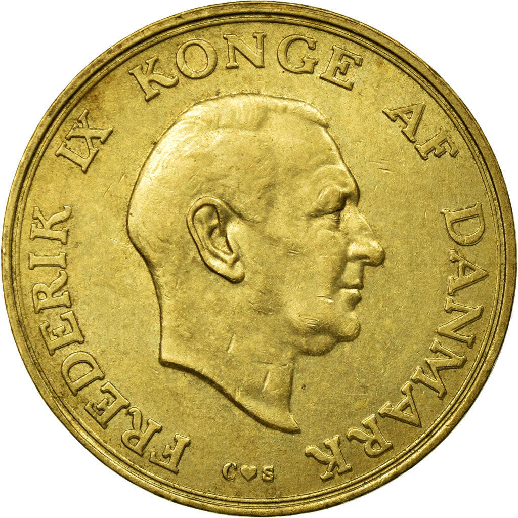 Coin, Denmark, Frederik IX, Krone, 1958, Copenhagen, VF(30-35), Aluminum-Bronze