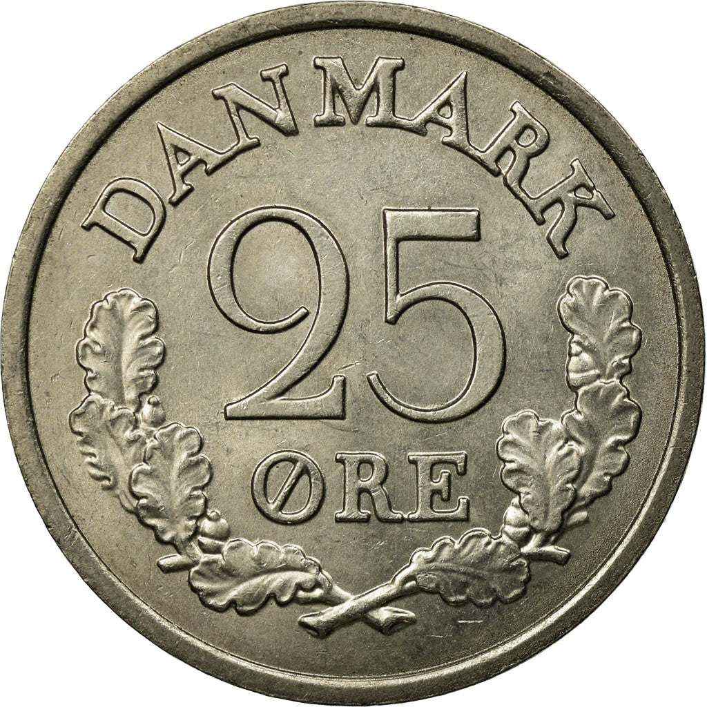 Moneta, Danimarca, Frederik IX, 25 Öre, 1964, Copenhagen, BB, Rame-nichel