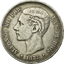 Coin, Spain, Alfonso XII, 5 Pesetas, 1877, Madrid, EF(40-45), Silver, KM:676