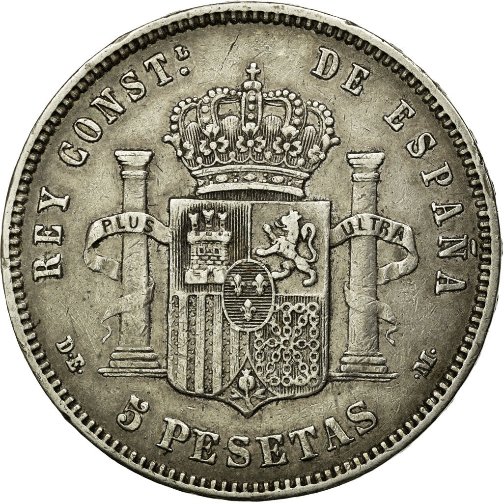 Coin, Spain, Alfonso XII, 5 Pesetas, 1877, Madrid, EF(40-45), Silver, KM:676