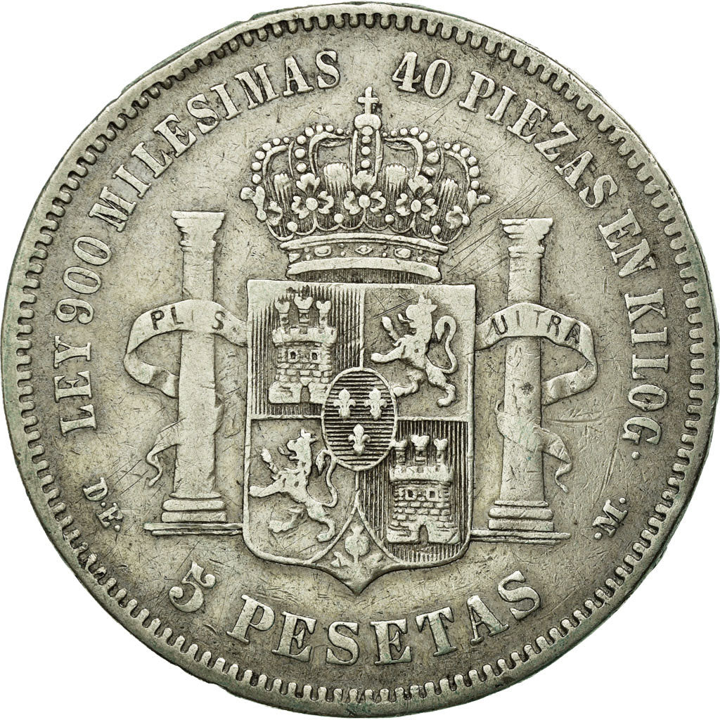 Coin, Spain, Alfonso XII, 5 Pesetas, 1875, Madrid, EF(40-45), Silver, KM:671