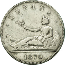 Coin, Spain, Provisional Government, 5 Pesetas, 1870, Madrid, VF(30-35), Silver