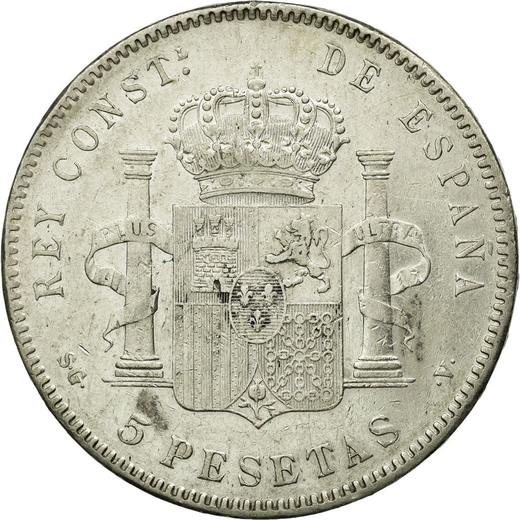 Moneta, Spagna, Alfonso XIII, 5 Pesetas, 1898, Madrid, BB, Argento, KM:707