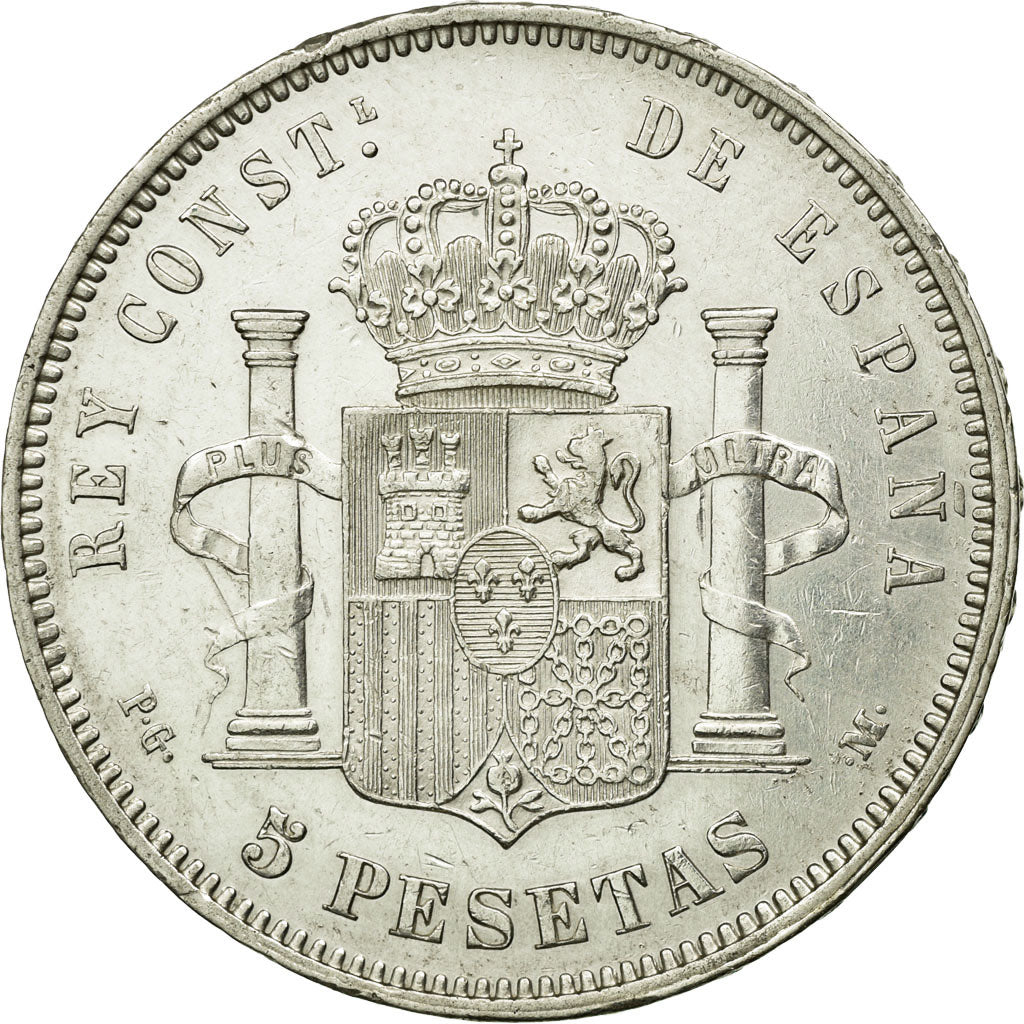 Coin, Spain, Alfonso XIII, 5 Pesetas, 1891, Madrid, EF(40-45), Silver, KM:689