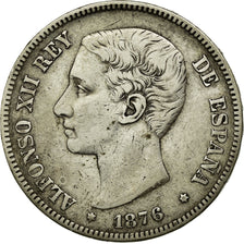 Coin, Spain, Alfonso XII, 5 Pesetas, 1876, Madrid, VF(30-35), Silver, KM:671