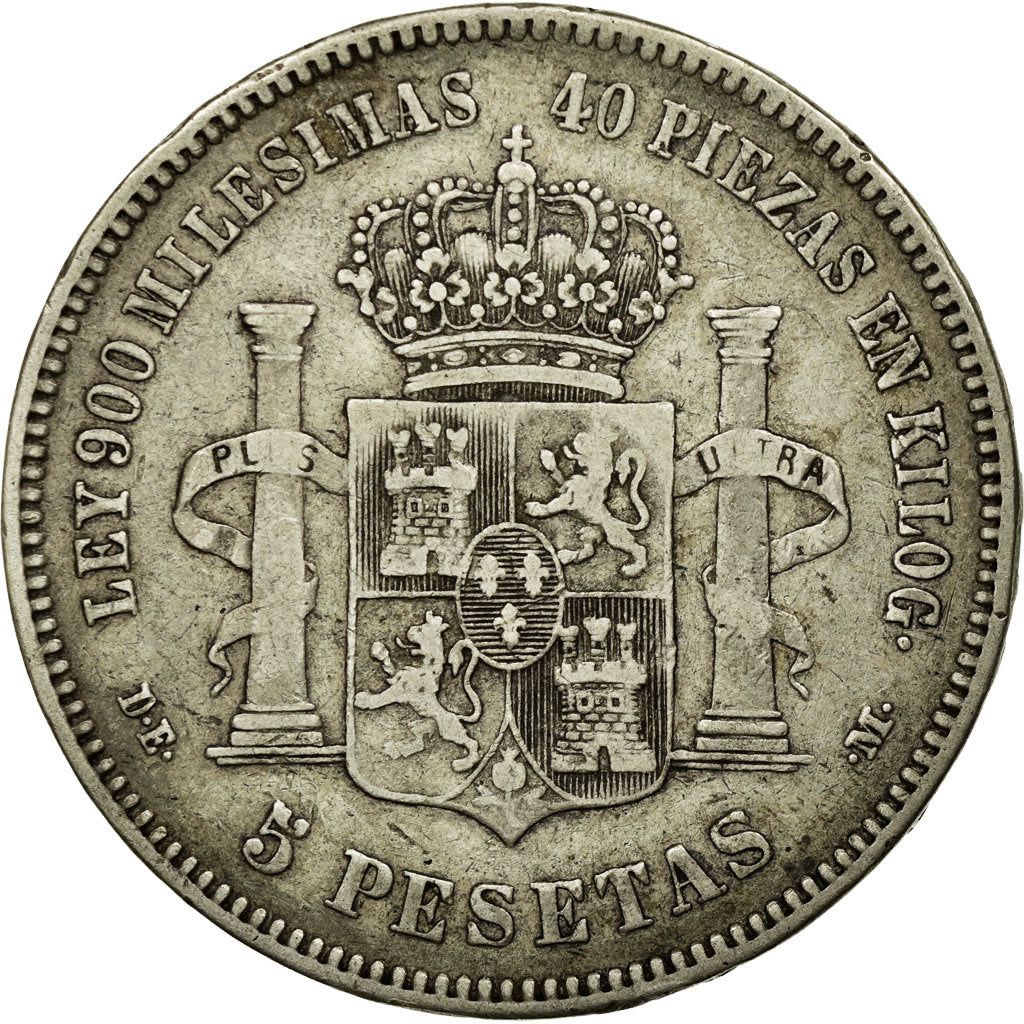 Coin, Spain, Alfonso XII, 5 Pesetas, 1876, Madrid, VF(30-35), Silver, KM:671