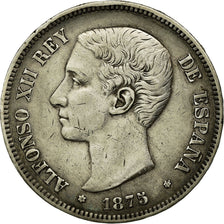 Coin, Spain, Alfonso XII, 5 Pesetas, 1875, Madrid, EF(40-45), Silver, KM:671
