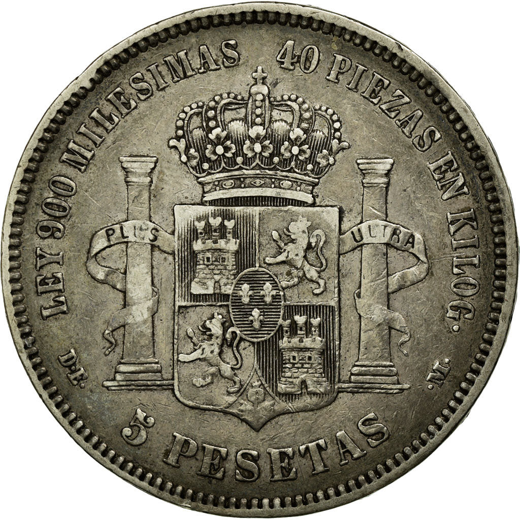 Coin, Spain, Alfonso XII, 5 Pesetas, 1875, Madrid, EF(40-45), Silver, KM:671