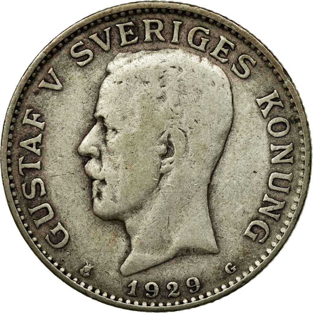 Coin, Sweden, Gustaf V, Krona, 1929, EF(40-45), Silver, KM:786.2