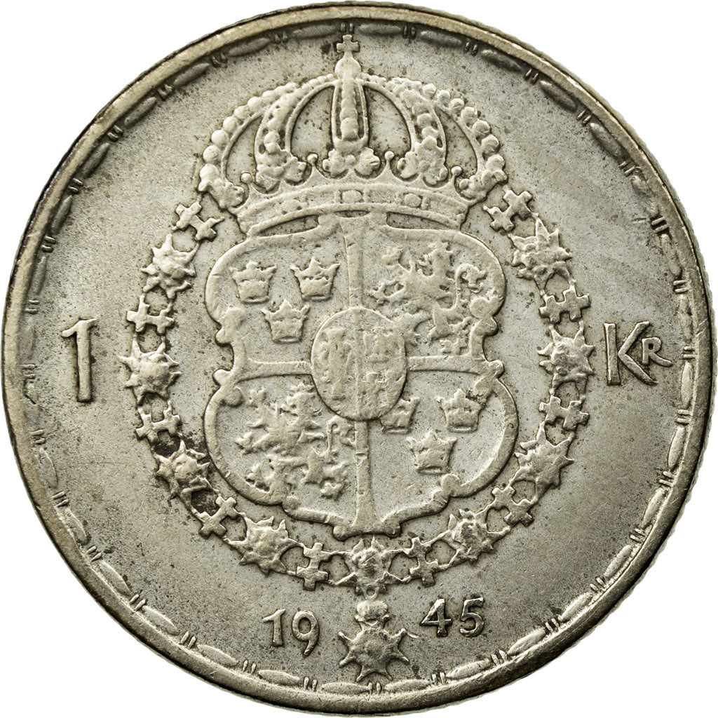 Coin, Sweden, Gustaf V, Krona, 1945, EF(40-45), Silver, KM:814