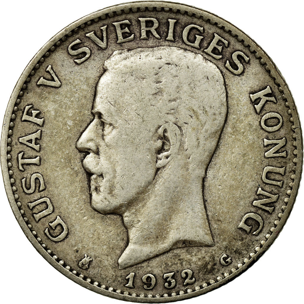 Coin, Sweden, Gustaf V, Krona, 1932, EF(40-45), Silver, KM:786.2