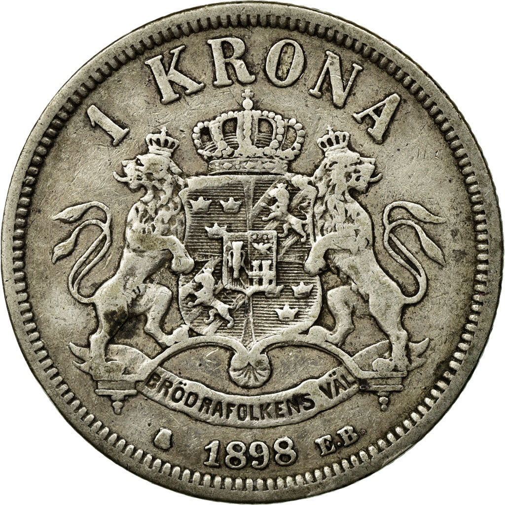 Coin, Sweden, Oscar II, Krona, 1898, VF(30-35), Silver, KM:760