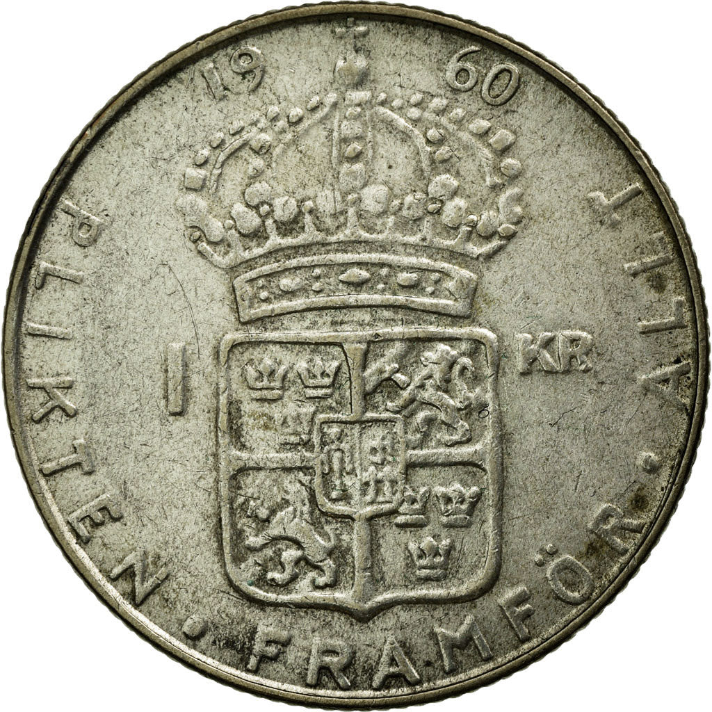 Coin, Sweden, Gustaf VI, Krona, 1960, EF(40-45), Silver, KM:826