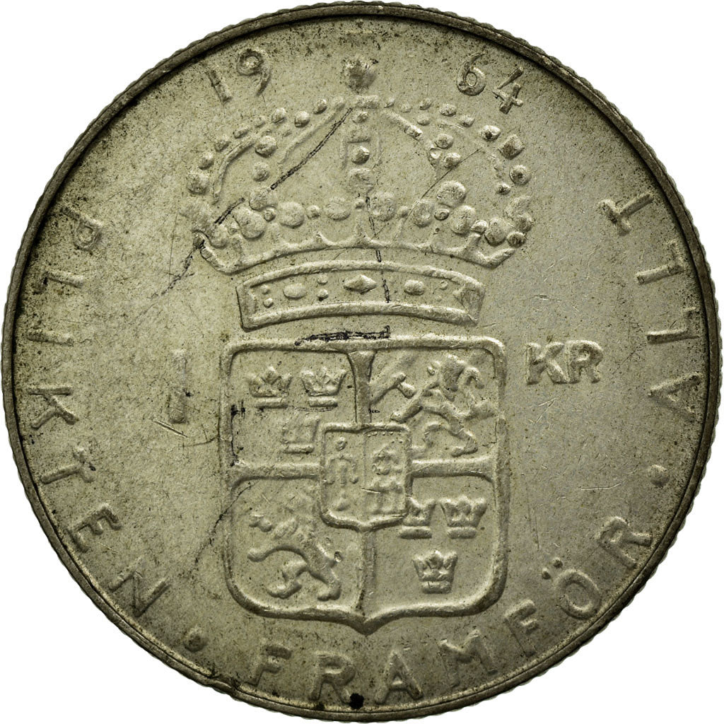 Coin, Sweden, Gustaf VI, Krona, 1964, EF(40-45), Silver, KM:826