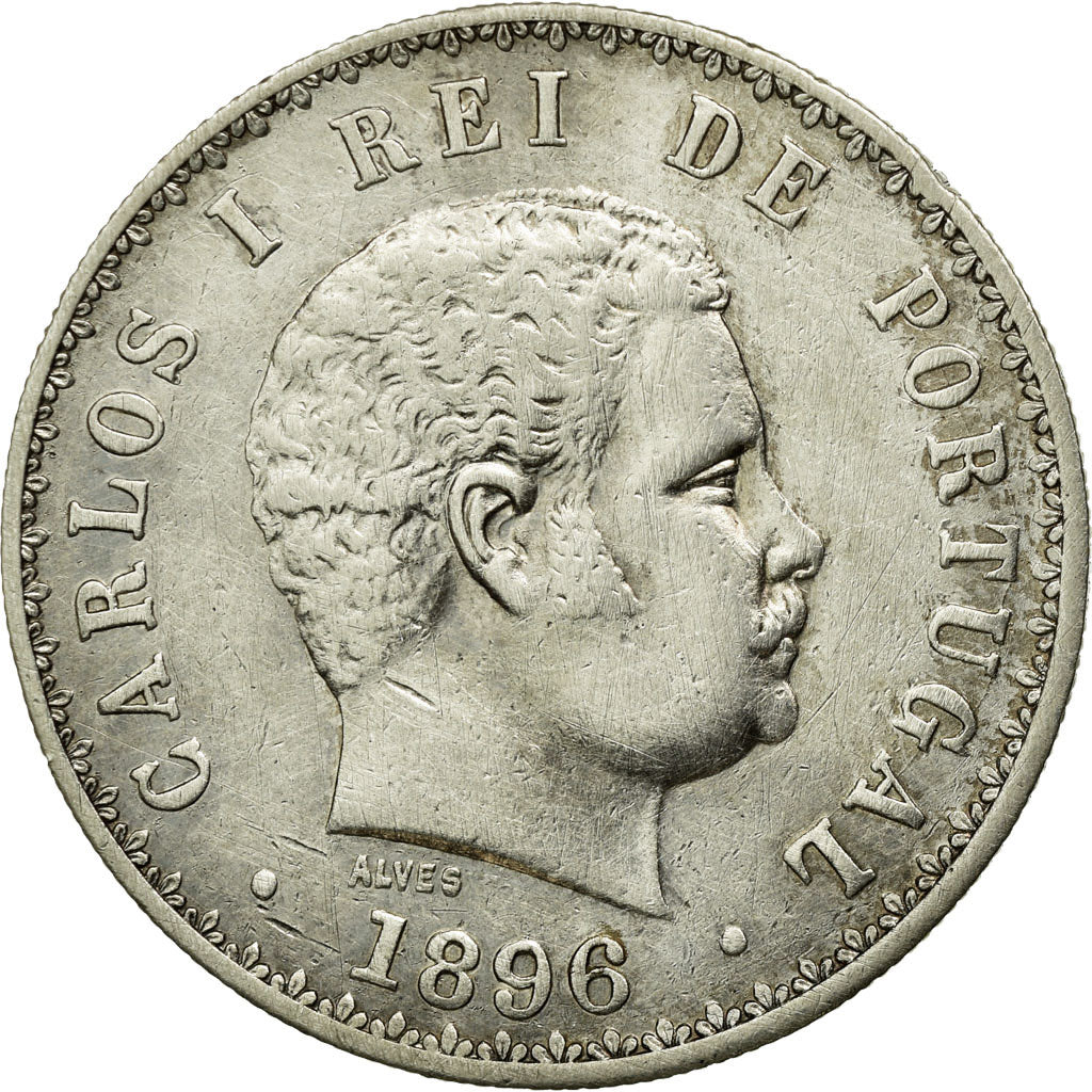 Munten, Portugal, Carlos I, 500 Reis, 1896, ZF+, Zilver, KM:535