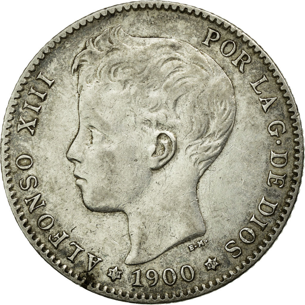Coin, Spain, Alfonso XIII, Peseta, 1900, Madrid, AU(50-53), Silver, KM:706