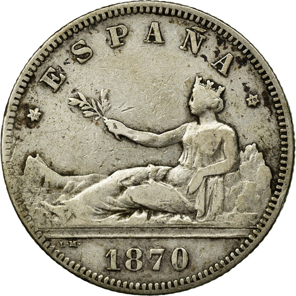 Coin, Spain, Provisional Government, 2 Pesetas, 1870, Madrid, EF(40-45), Silver