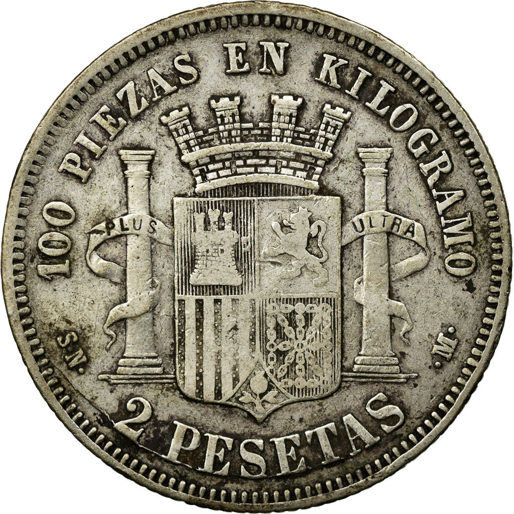 Coin, Spain, Provisional Government, 2 Pesetas, 1870, Madrid, EF(40-45), Silver