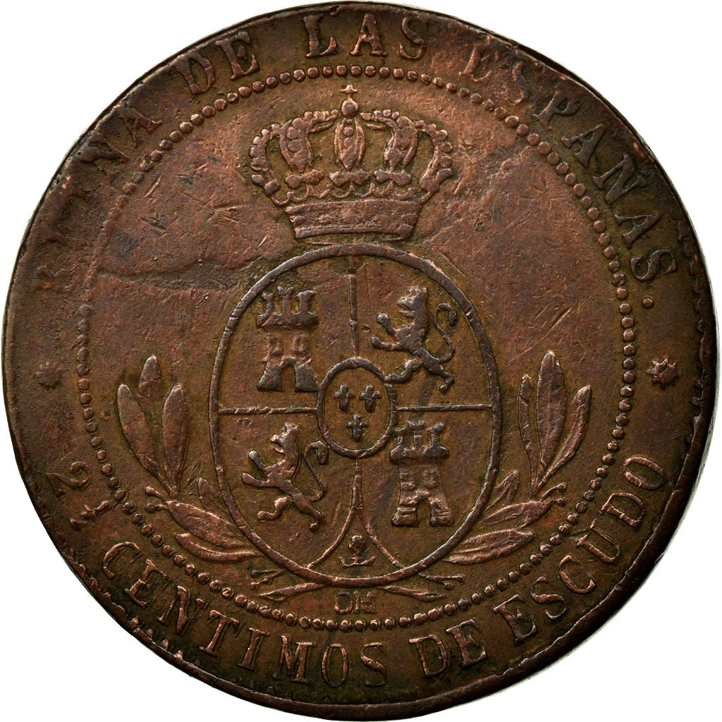 Coin, Spain, Isabel II, 2-1/2 Centimos, 1868, Madrid, EF(40-45), Copper