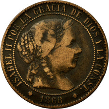 Coin, Spain, Isabel II, 2-1/2 Centimos, 1868, Madrid, VF(30-35), Copper